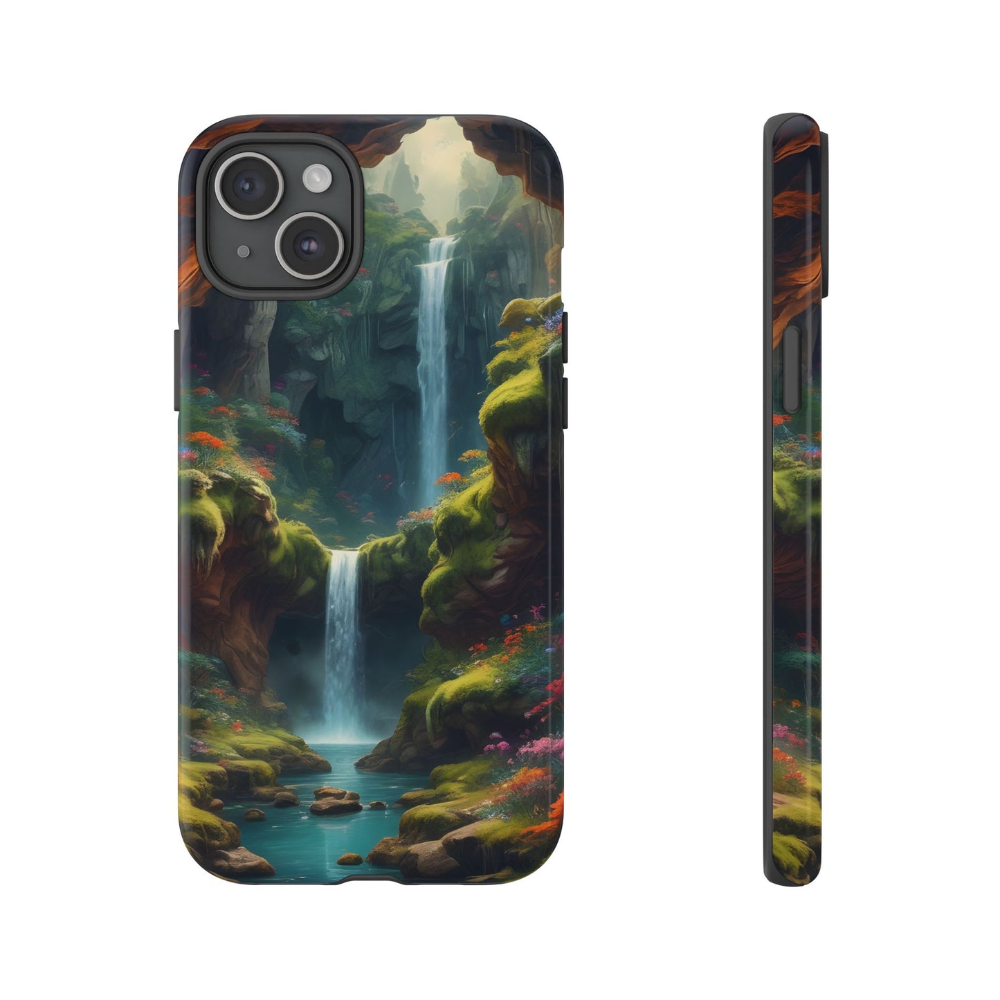 Funda de teléfono con diseño de cascada - Fundas resistentes, diseño de cascada, funda estética para teléfono, regalo para amantes de la naturaleza, protector de teléfono.