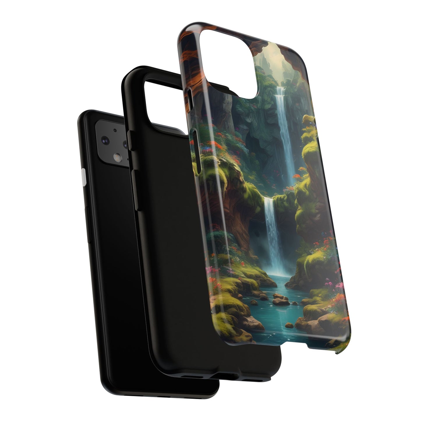 Funda de teléfono con diseño de cascada - Fundas resistentes, diseño de cascada, funda estética para teléfono, regalo para amantes de la naturaleza, protector de teléfono.