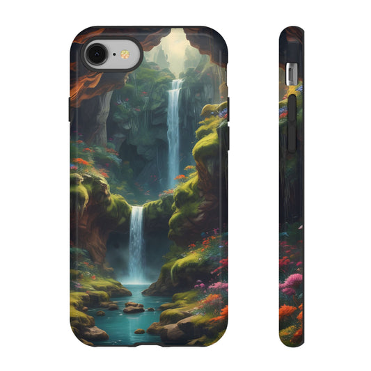 Funda de teléfono con diseño de cascada - Fundas resistentes, diseño de cascada, funda estética para teléfono, regalo para amantes de la naturaleza, protector de teléfono.