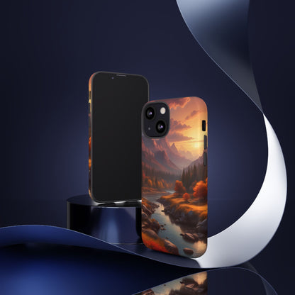 Autumn Mountain Sunset Phone Case, Nature Lover Gift, Tough Phone Cover, Outdoor Adventure Accessory, Landscape Art Case