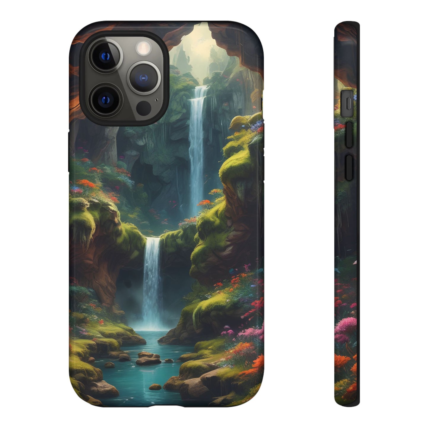 Funda de teléfono con diseño de cascada - Fundas resistentes, diseño de cascada, funda estética para teléfono, regalo para amantes de la naturaleza, protector de teléfono.