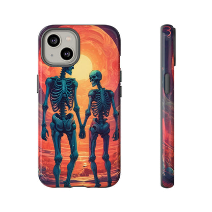 Romantic Skeletons Phone Case, Tough Phone Cover, Halloween Accessory, Unique Gift, Couples Phone Case, Spooky Aesthetic