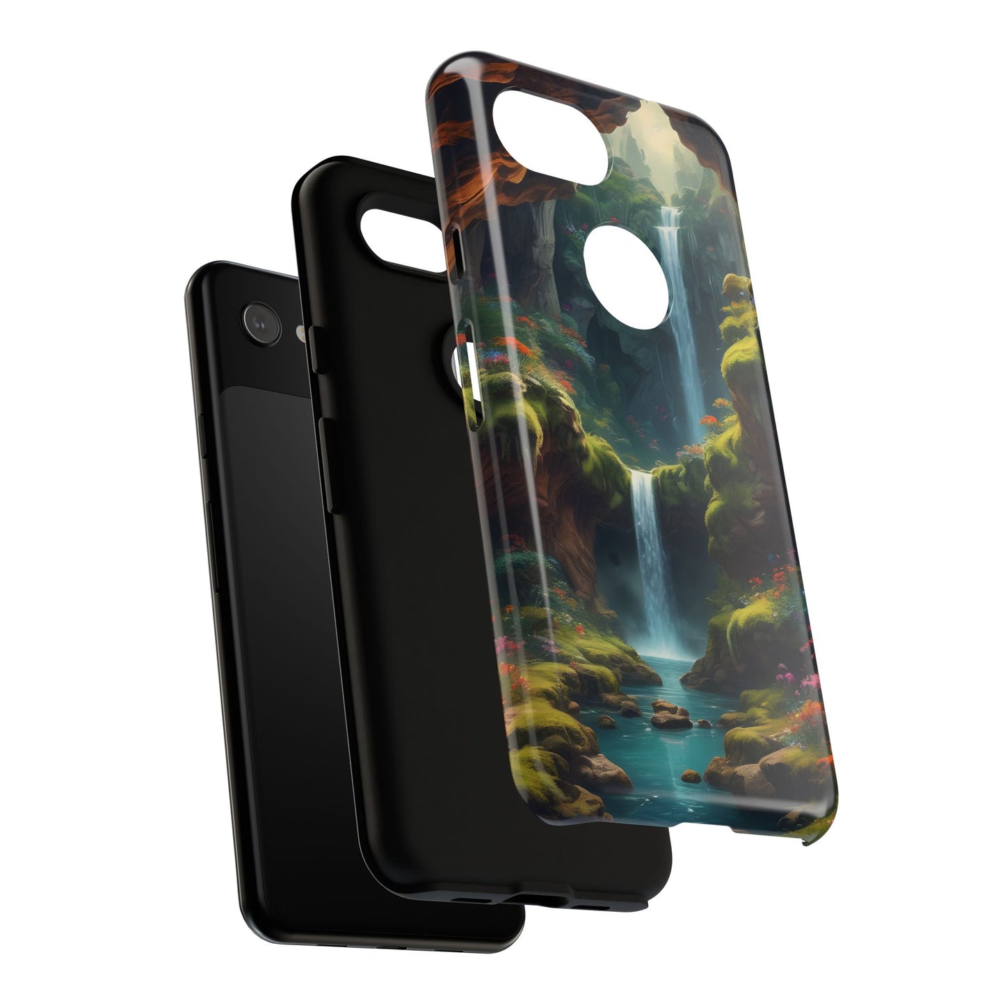 Funda de teléfono con diseño de cascada - Fundas resistentes, diseño de cascada, funda estética para teléfono, regalo para amantes de la naturaleza, protector de teléfono.