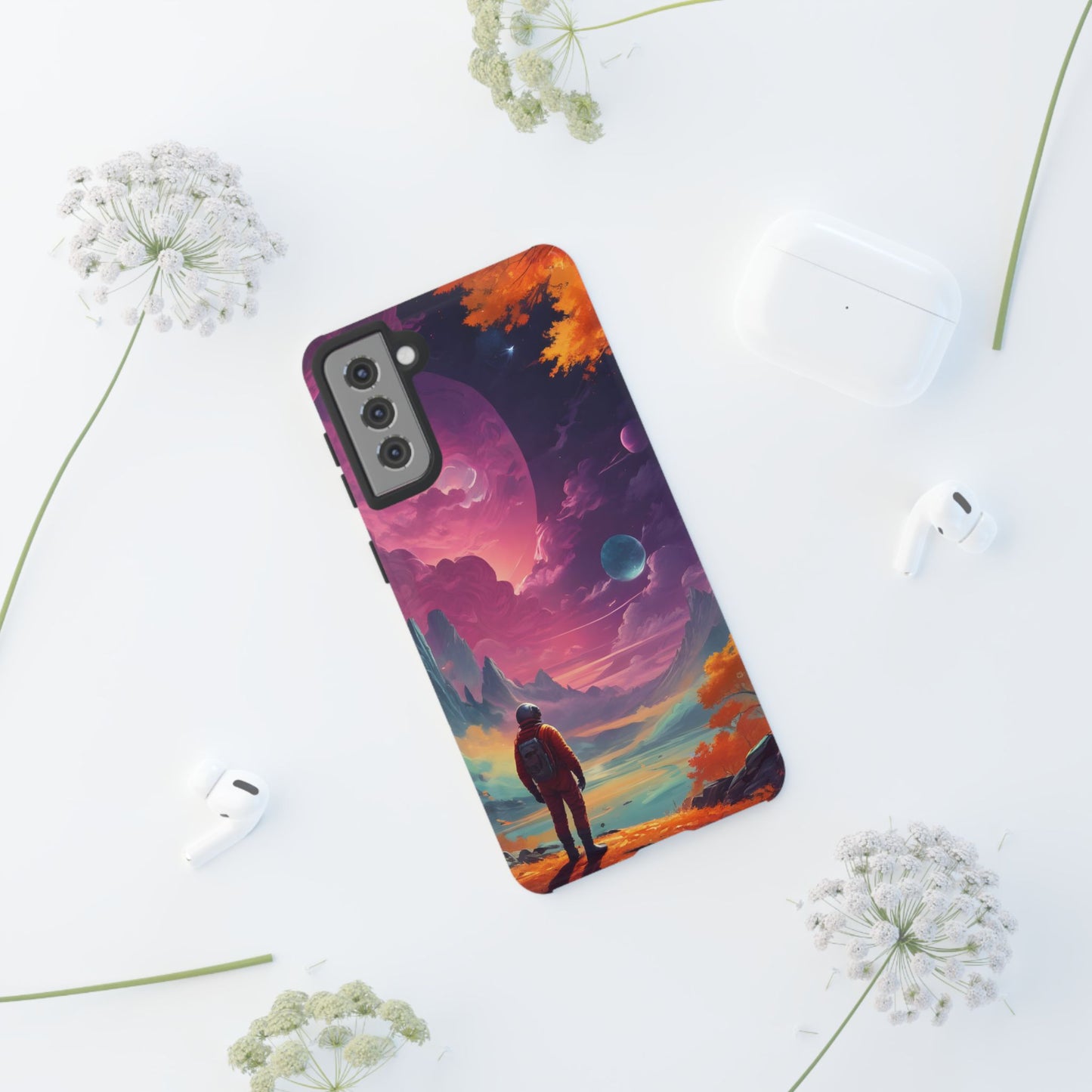 Carcasa para teléfono de astronauta psicodélico, tema espacial galaxia, fundas resistentes para hombres y mujeres, regalos únicos para amantes de la tecnología, accesorios elegantes, decoración cósmica.