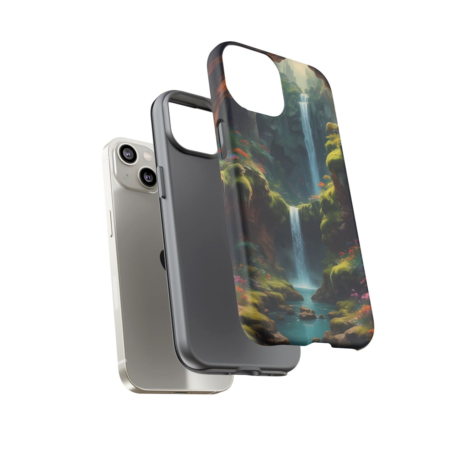 Funda de teléfono con diseño de cascada - Fundas resistentes, diseño de cascada, funda estética para teléfono, regalo para amantes de la naturaleza, protector de teléfono.