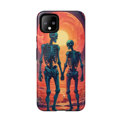 Romantic Skeletons Phone Case, Tough Phone Cover, Halloween Accessory, Unique Gift, Couples Phone Case, Spooky Aesthetic