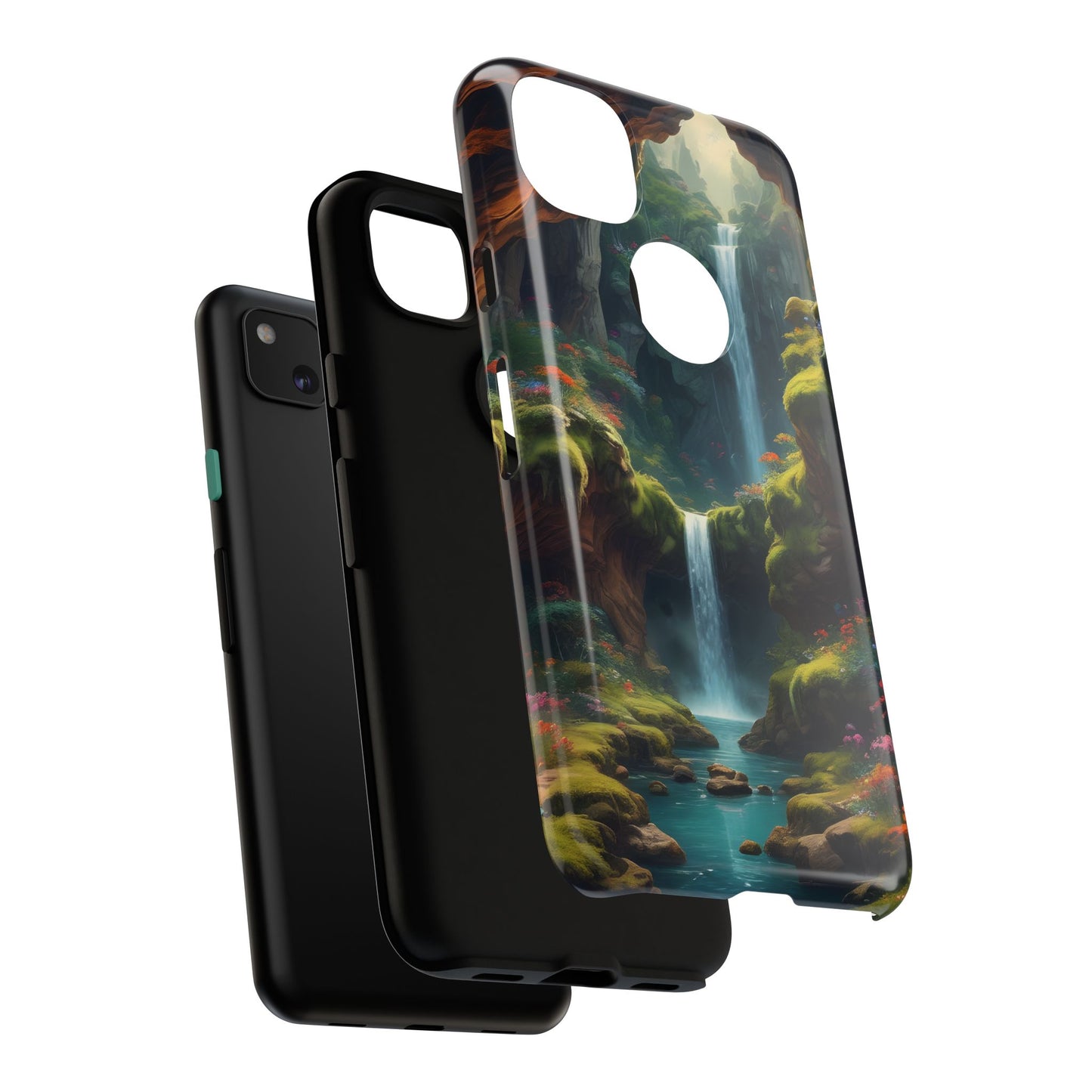 Funda de teléfono con diseño de cascada - Fundas resistentes, diseño de cascada, funda estética para teléfono, regalo para amantes de la naturaleza, protector de teléfono.