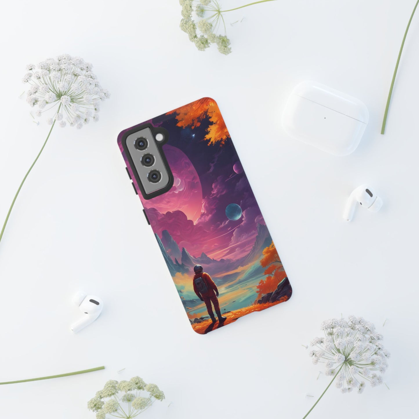 Carcasa para teléfono de astronauta psicodélico, tema espacial galaxia, fundas resistentes para hombres y mujeres, regalos únicos para amantes de la tecnología, accesorios elegantes, decoración cósmica.