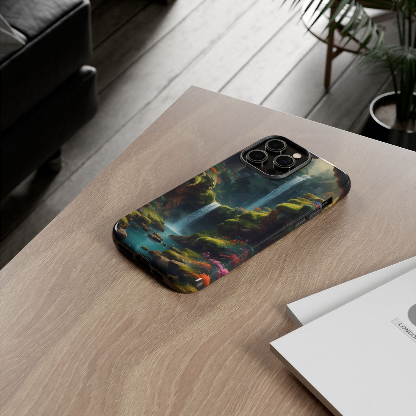 Funda de teléfono con diseño de cascada - Fundas resistentes, diseño de cascada, funda estética para teléfono, regalo para amantes de la naturaleza, protector de teléfono.