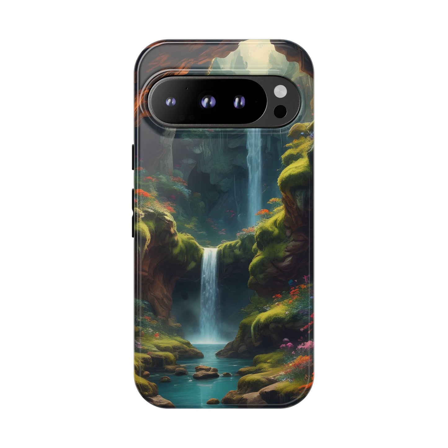 Funda de teléfono con diseño de cascada - Fundas resistentes, diseño de cascada, funda estética para teléfono, regalo para amantes de la naturaleza, protector de teléfono.
