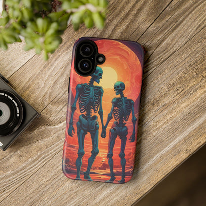 Romantic Skeletons Phone Case, Tough Phone Cover, Halloween Accessory, Unique Gift, Couples Phone Case, Spooky Aesthetic