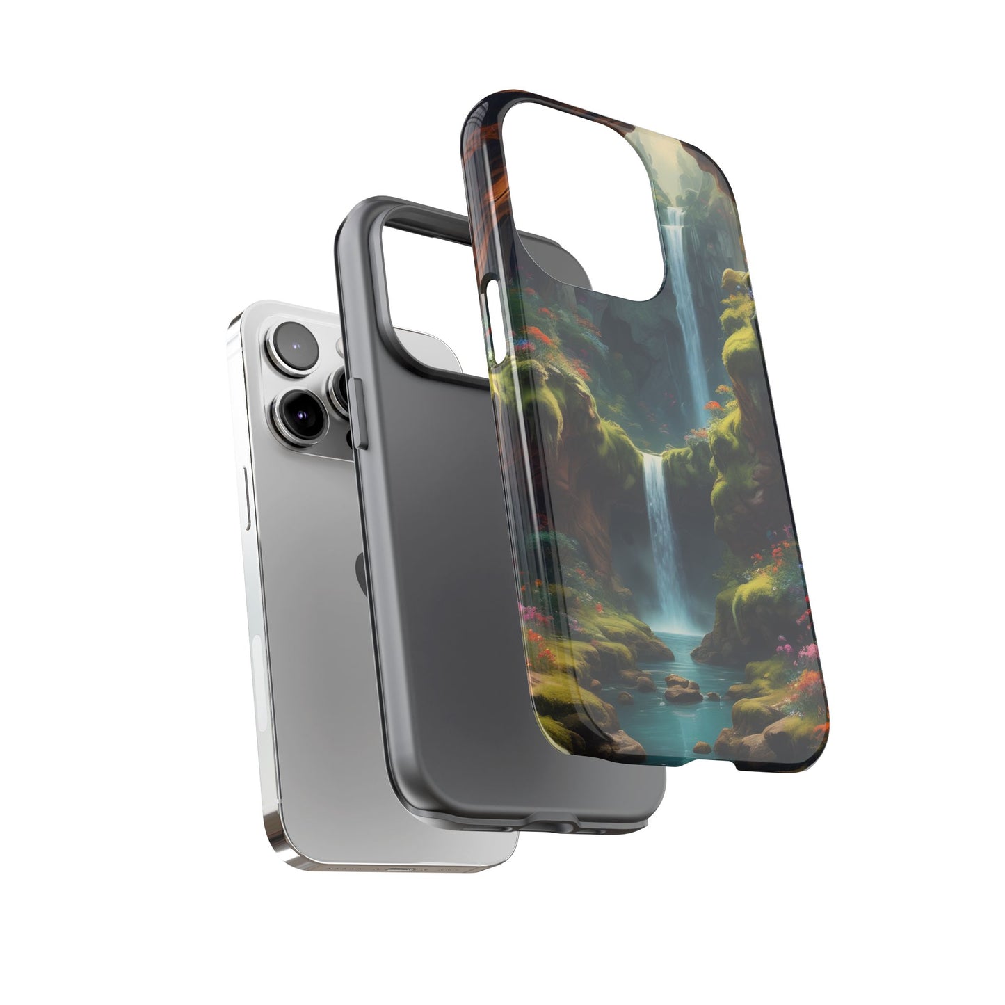 Funda de teléfono con diseño de cascada - Fundas resistentes, diseño de cascada, funda estética para teléfono, regalo para amantes de la naturaleza, protector de teléfono.