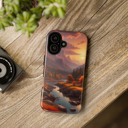 Autumn Mountain Sunset Phone Case, Nature Lover Gift, Tough Phone Cover, Outdoor Adventure Accessory, Landscape Art Case