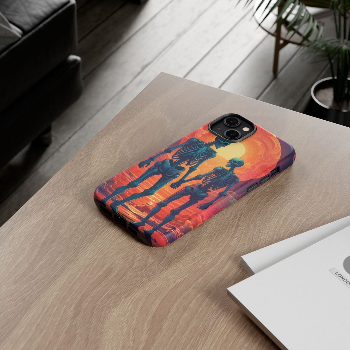 Carcasa de teléfono con esqueletos románticos, funda resistente para teléfono, accesorio de Halloween, regalo único, funda de teléfono para parejas, estética espeluznante.