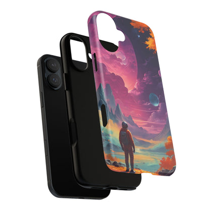Psychedelic Astronaut Phone Case, Galaxy Space Theme, Tough Cases for Men & Women, Unique Gifts for Tech Lovers, Stylish Accessories, Cosmic Decor