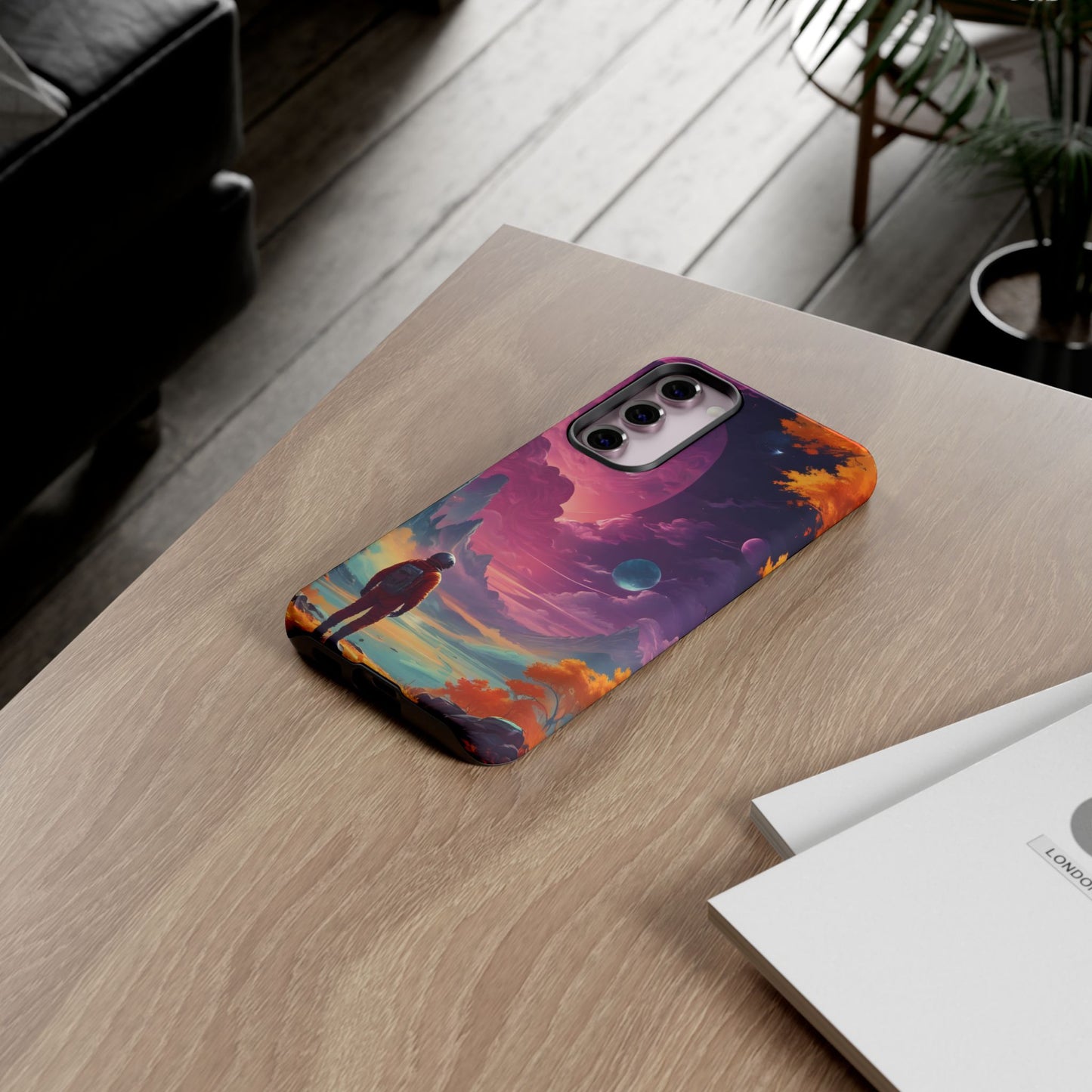 Carcasa para teléfono de astronauta psicodélico, tema espacial galaxia, fundas resistentes para hombres y mujeres, regalos únicos para amantes de la tecnología, accesorios elegantes, decoración cósmica.