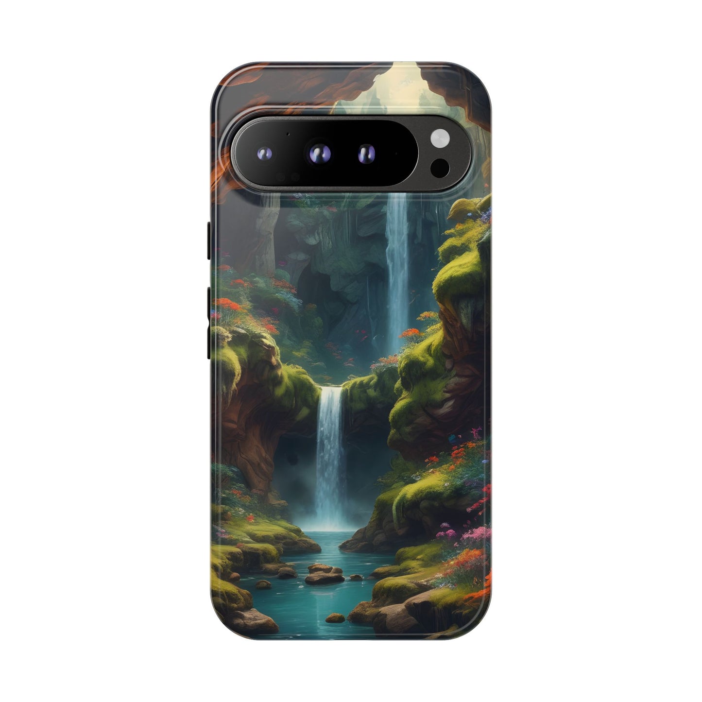 Funda de teléfono con diseño de cascada - Fundas resistentes, diseño de cascada, funda estética para teléfono, regalo para amantes de la naturaleza, protector de teléfono.