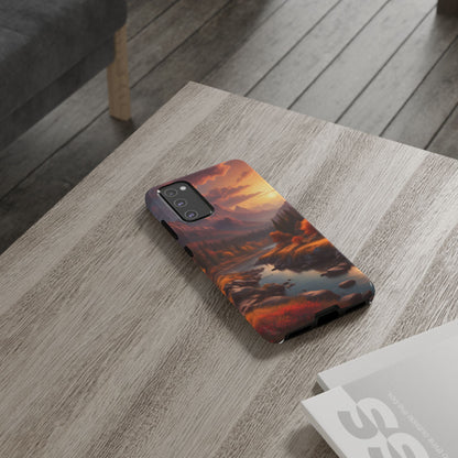 Autumn Mountain Sunset Phone Case, Nature Lover Gift, Tough Phone Cover, Outdoor Adventure Accessory, Landscape Art Case