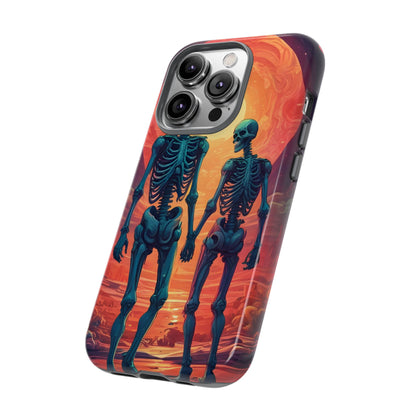 Romantic Skeletons Phone Case, Tough Phone Cover, Halloween Accessory, Unique Gift, Couples Phone Case, Spooky Aesthetic