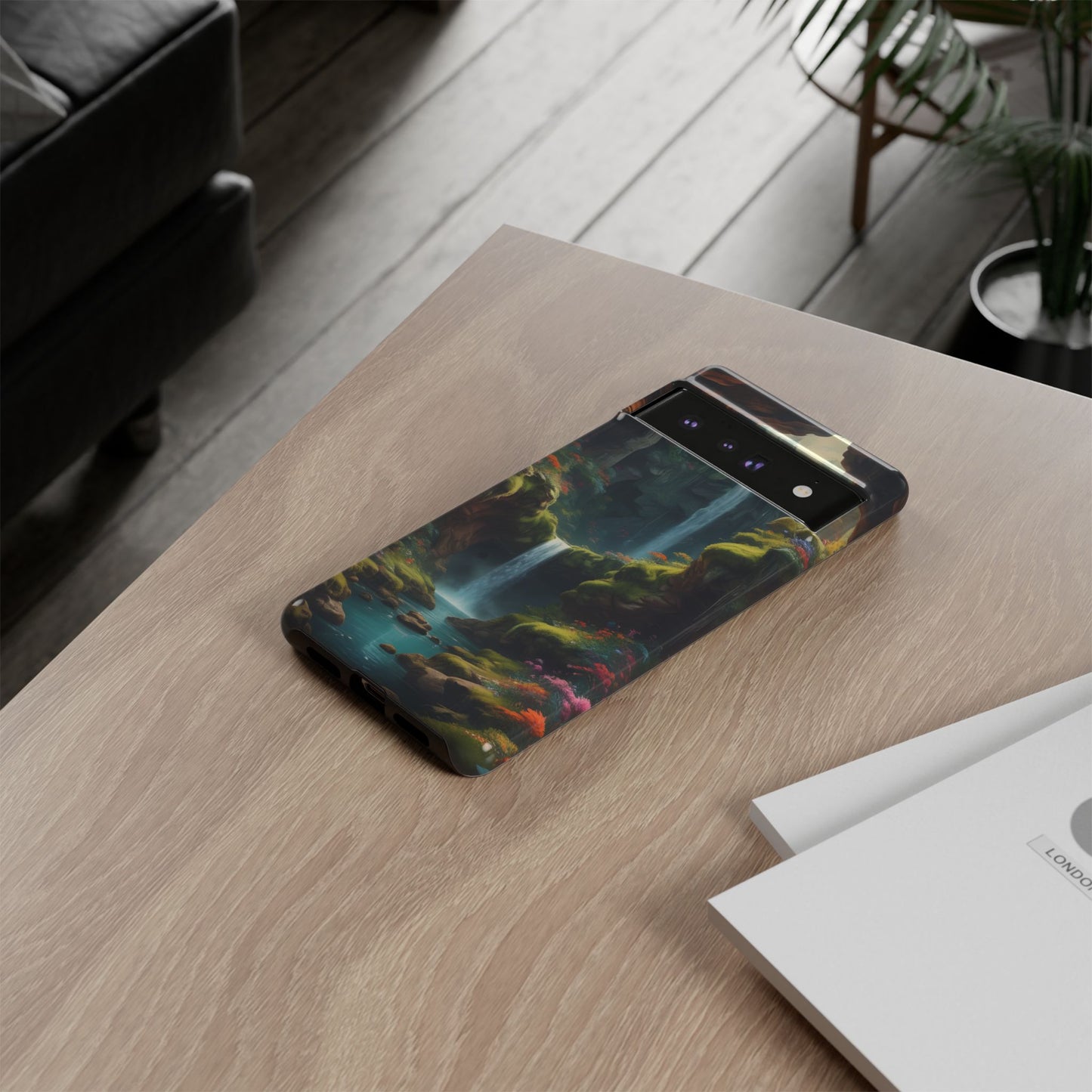 Funda de teléfono con diseño de cascada - Fundas resistentes, diseño de cascada, funda estética para teléfono, regalo para amantes de la naturaleza, protector de teléfono.