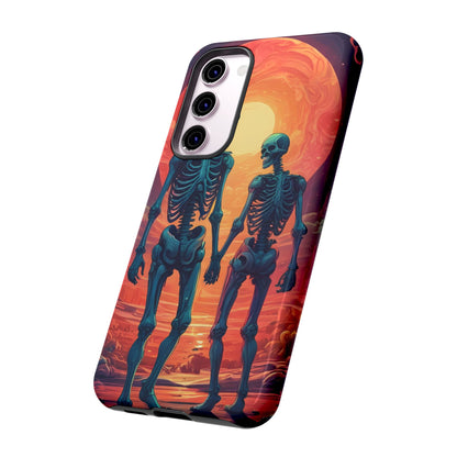 Romantic Skeletons Phone Case, Tough Phone Cover, Halloween Accessory, Unique Gift, Couples Phone Case, Spooky Aesthetic