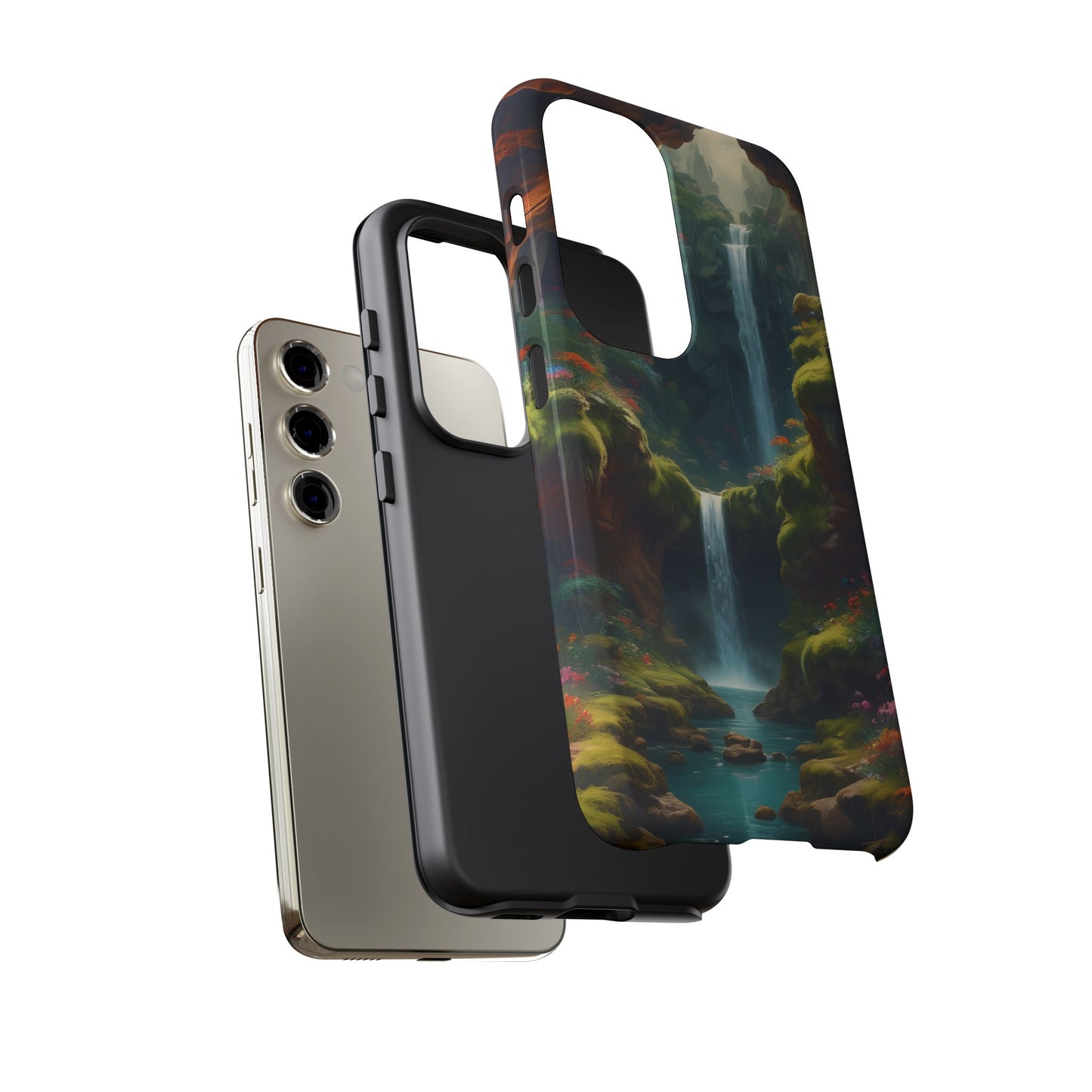 Funda de teléfono con diseño de cascada - Fundas resistentes, diseño de cascada, funda estética para teléfono, regalo para amantes de la naturaleza, protector de teléfono.