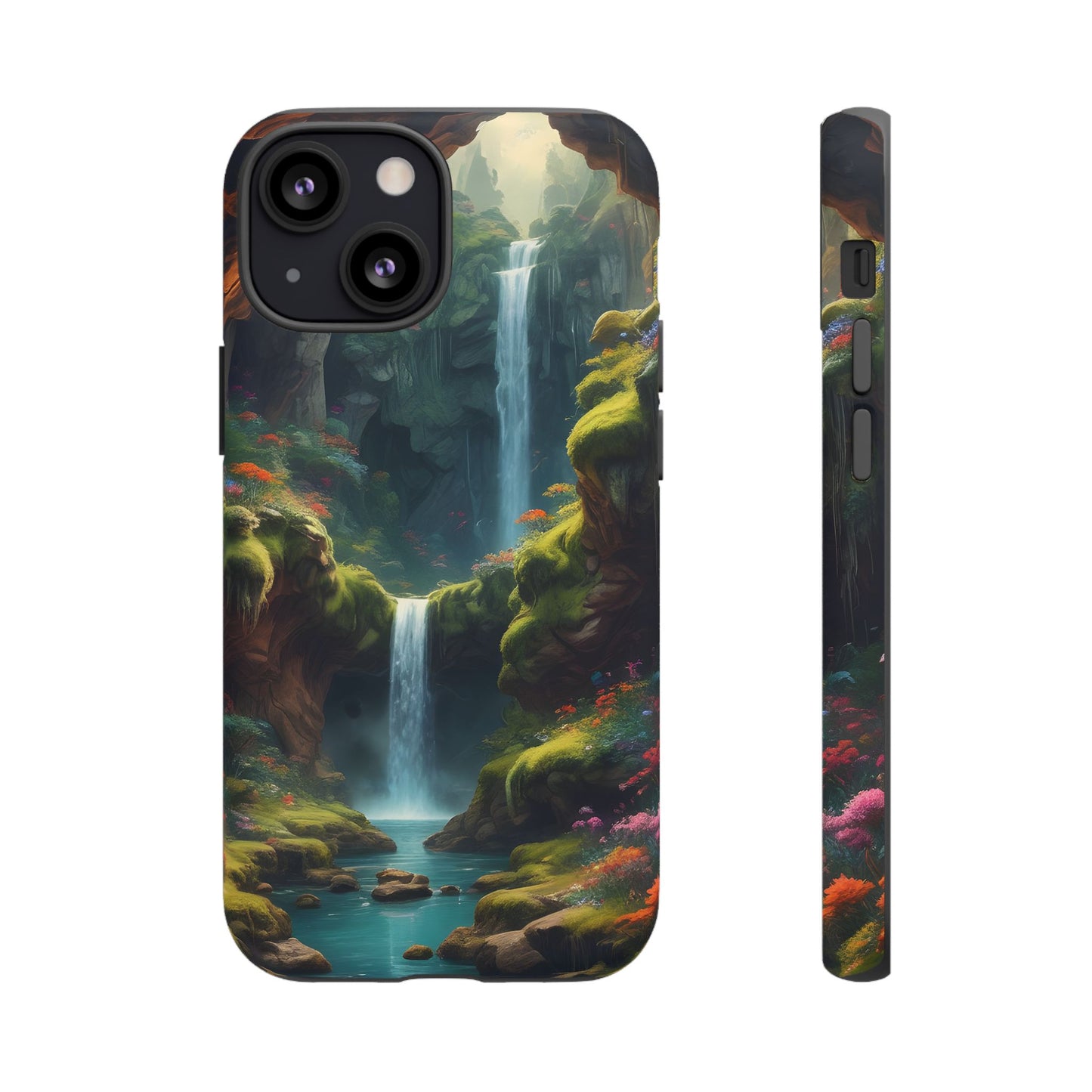 Funda de teléfono con diseño de cascada - Fundas resistentes, diseño de cascada, funda estética para teléfono, regalo para amantes de la naturaleza, protector de teléfono.