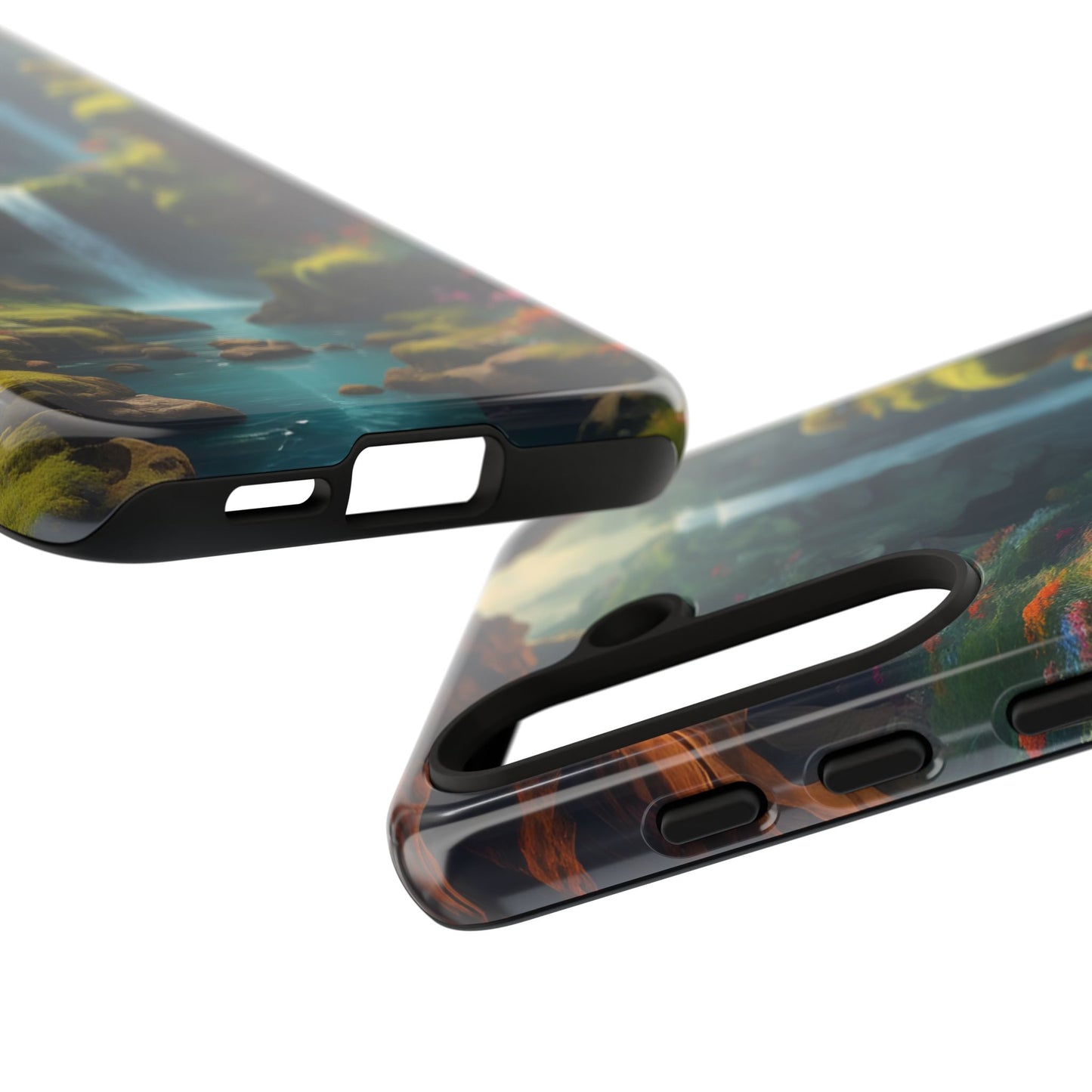 Funda de teléfono con diseño de cascada - Fundas resistentes, diseño de cascada, funda estética para teléfono, regalo para amantes de la naturaleza, protector de teléfono.
