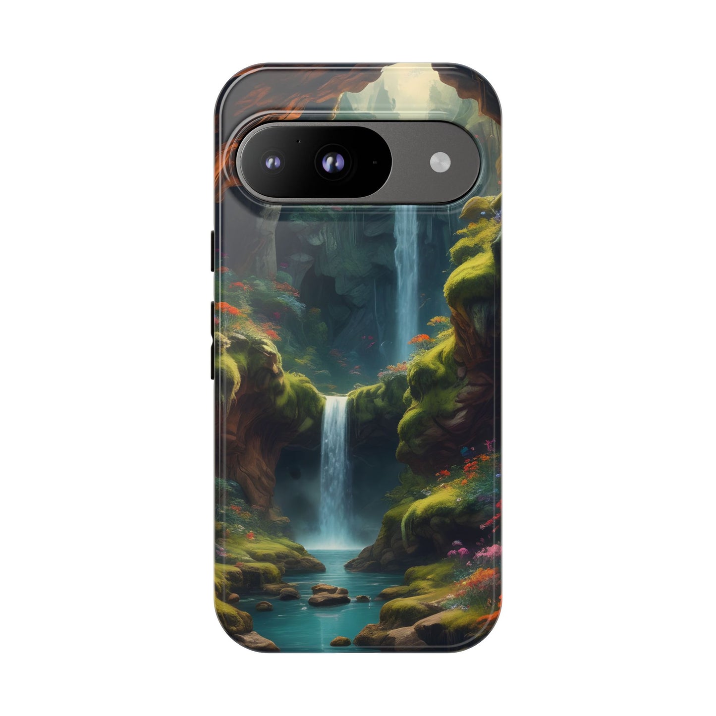 Funda de teléfono con diseño de cascada - Fundas resistentes, diseño de cascada, funda estética para teléfono, regalo para amantes de la naturaleza, protector de teléfono.