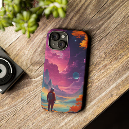 Psychedelic Astronaut Phone Case, Galaxy Space Theme, Tough Cases for Men & Women, Unique Gifts for Tech Lovers, Stylish Accessories, Cosmic Decor