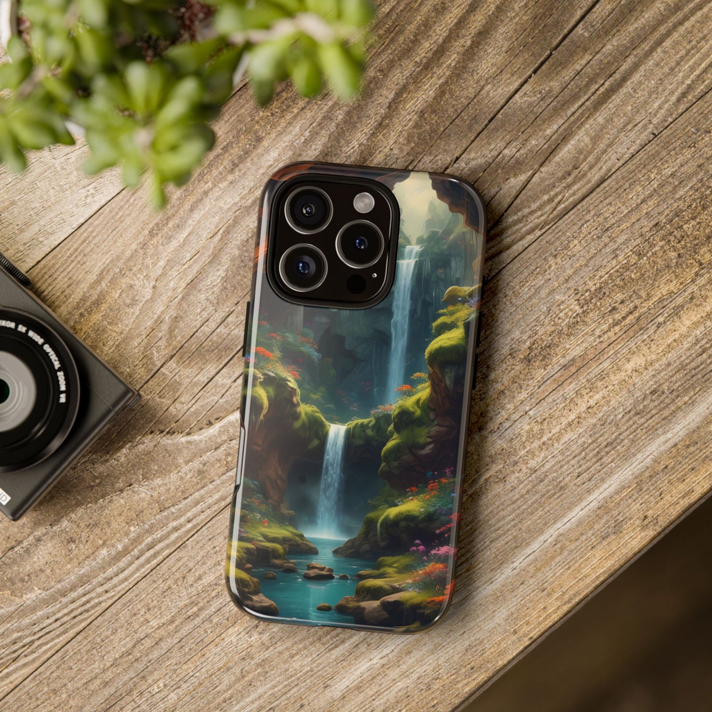 Funda de teléfono con diseño de cascada - Fundas resistentes, diseño de cascada, funda estética para teléfono, regalo para amantes de la naturaleza, protector de teléfono.