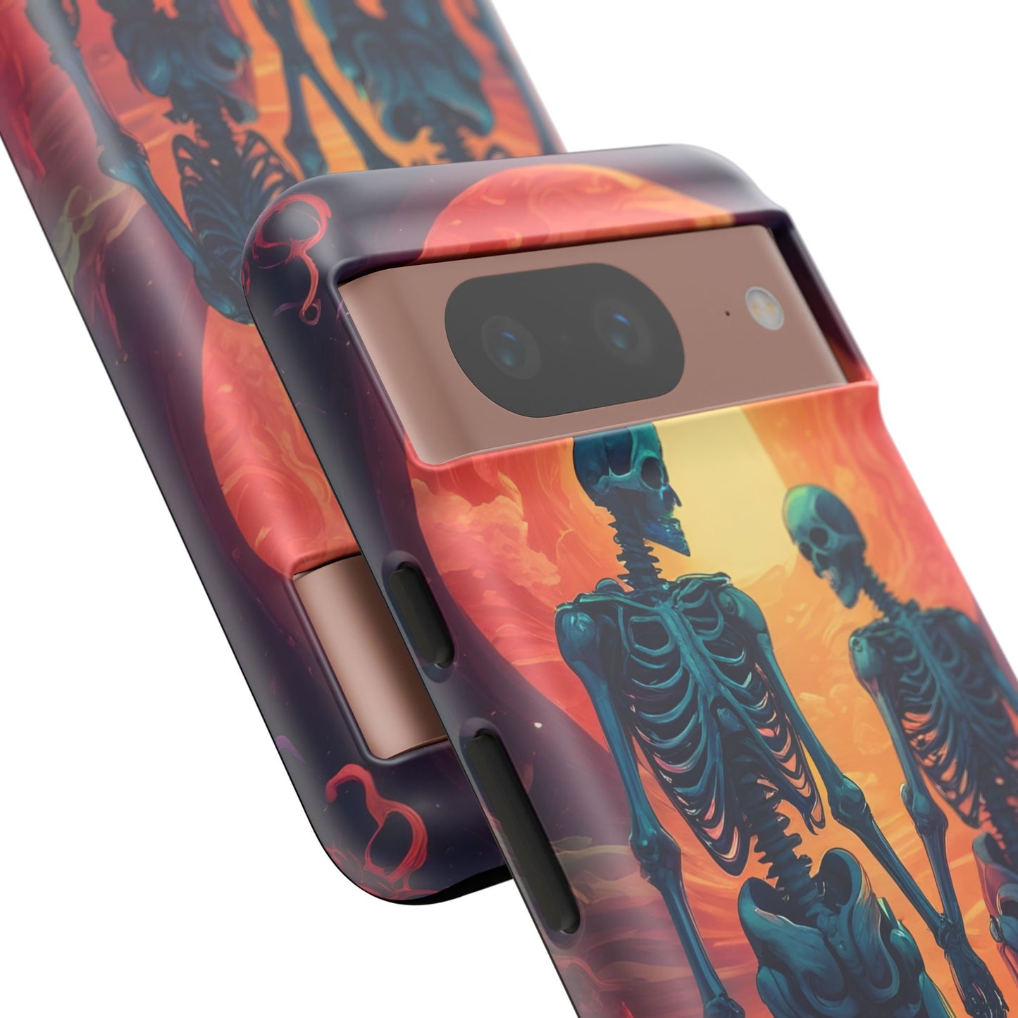 Carcasa de teléfono con esqueletos románticos, funda resistente para teléfono, accesorio de Halloween, regalo único, funda de teléfono para parejas, estética espeluznante.