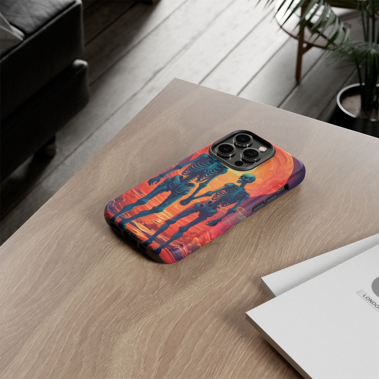 Carcasa de teléfono con esqueletos románticos, funda resistente para teléfono, accesorio de Halloween, regalo único, funda de teléfono para parejas, estética espeluznante.