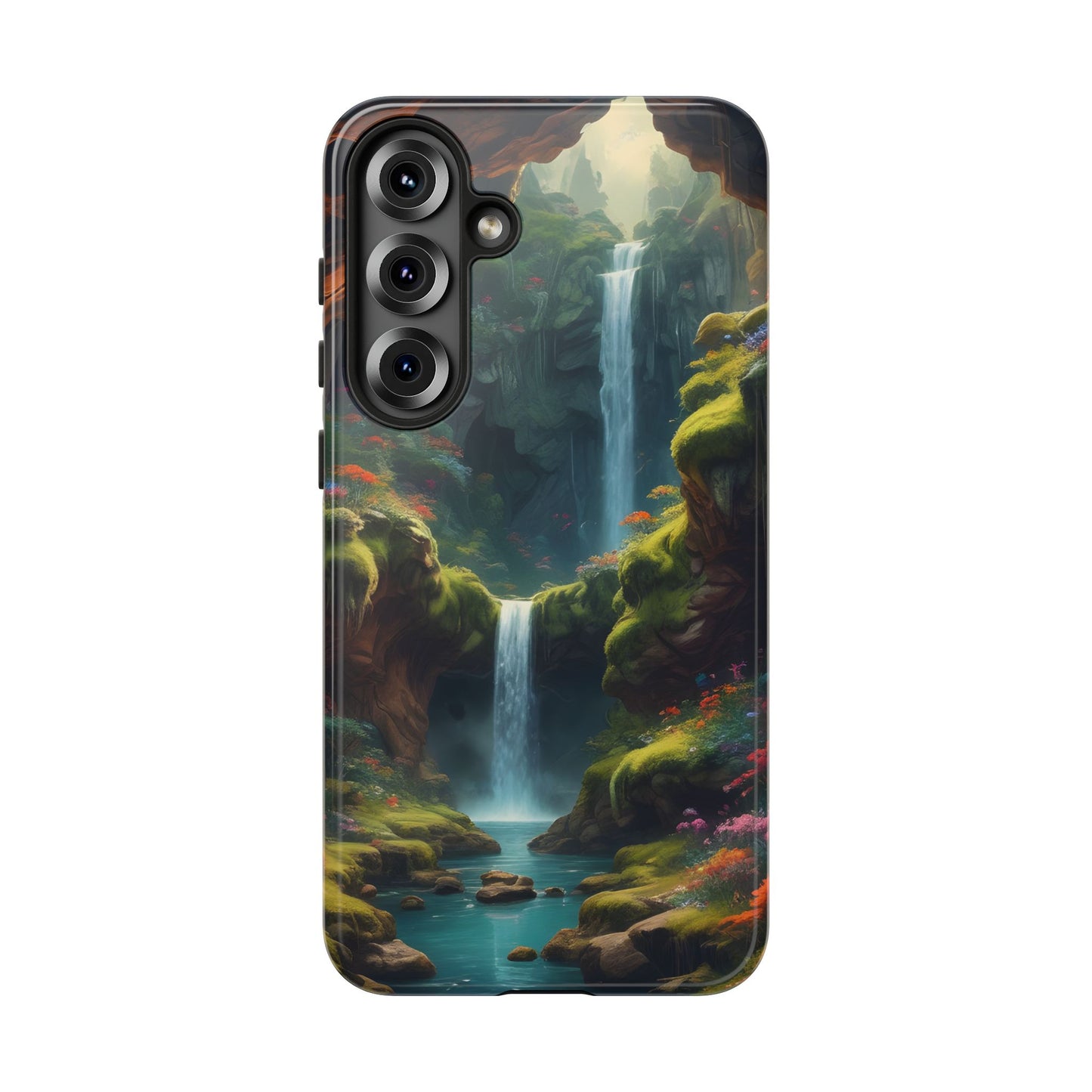 Funda de teléfono con diseño de cascada - Fundas resistentes, diseño de cascada, funda estética para teléfono, regalo para amantes de la naturaleza, protector de teléfono.