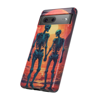 Romantic Skeletons Phone Case, Tough Phone Cover, Halloween Accessory, Unique Gift, Couples Phone Case, Spooky Aesthetic