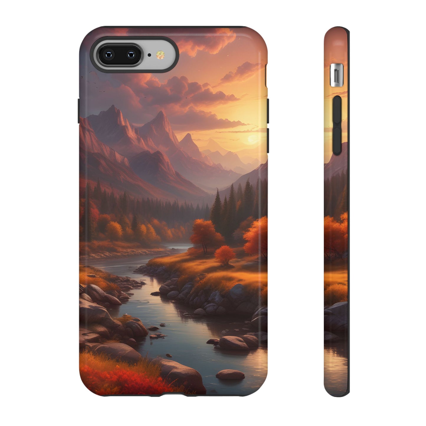 Carcasa para teléfono con diseño de atardecer otoñal en la montaña, regalo para amantes de la naturaleza, funda resistente para teléfono, accesorio para aventuras al aire libre, funda con arte paisajístico.