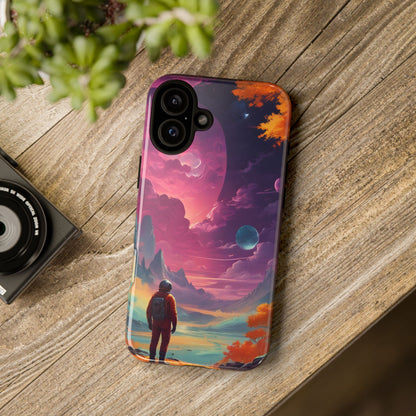 Psychedelic Astronaut Phone Case, Galaxy Space Theme, Tough Cases for Men & Women, Unique Gifts for Tech Lovers, Stylish Accessories, Cosmic Decor