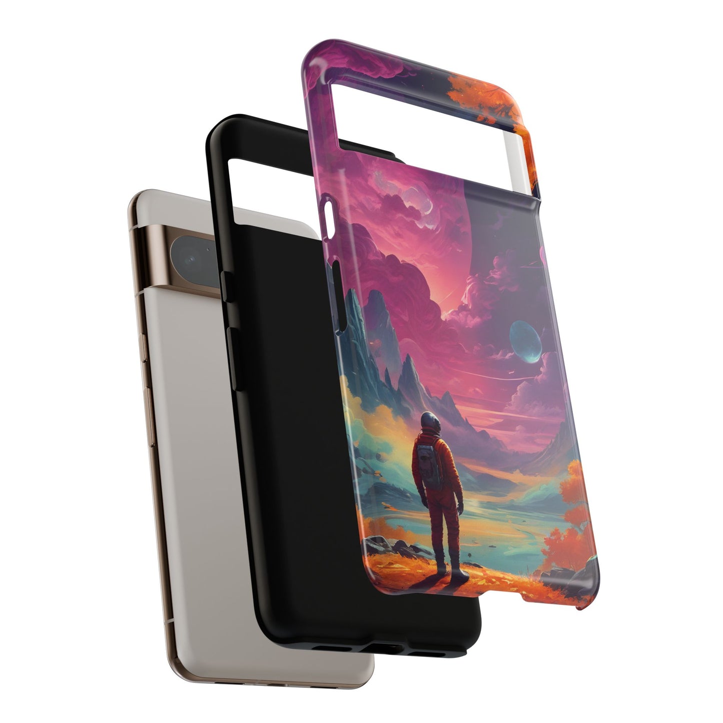 Carcasa para teléfono de astronauta psicodélico, tema espacial galaxia, fundas resistentes para hombres y mujeres, regalos únicos para amantes de la tecnología, accesorios elegantes, decoración cósmica.