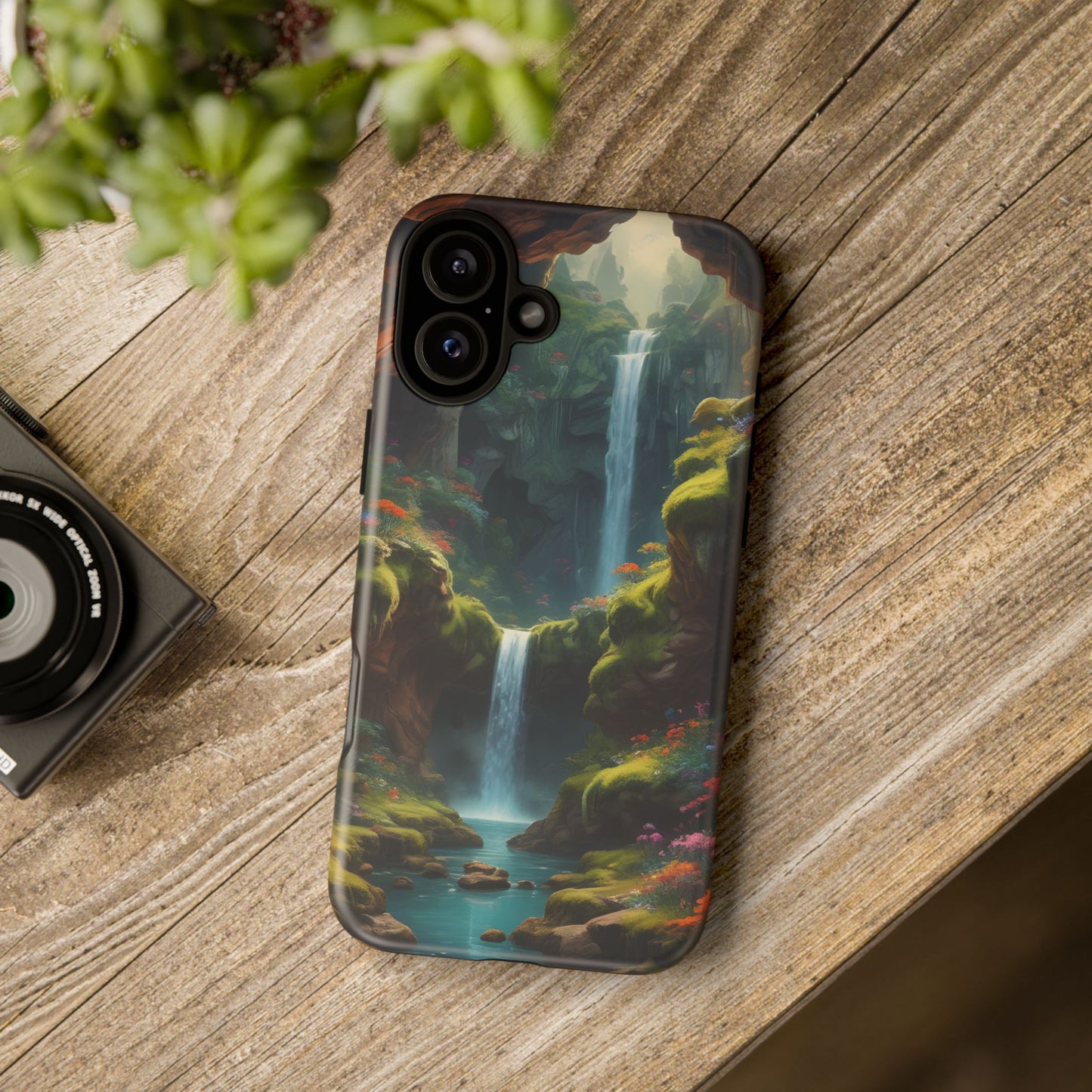 Funda de teléfono con diseño de cascada - Fundas resistentes, diseño de cascada, funda estética para teléfono, regalo para amantes de la naturaleza, protector de teléfono.