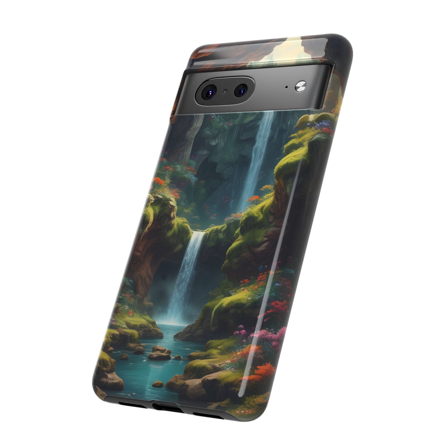 Funda de teléfono con diseño de cascada - Fundas resistentes, diseño de cascada, funda estética para teléfono, regalo para amantes de la naturaleza, protector de teléfono.