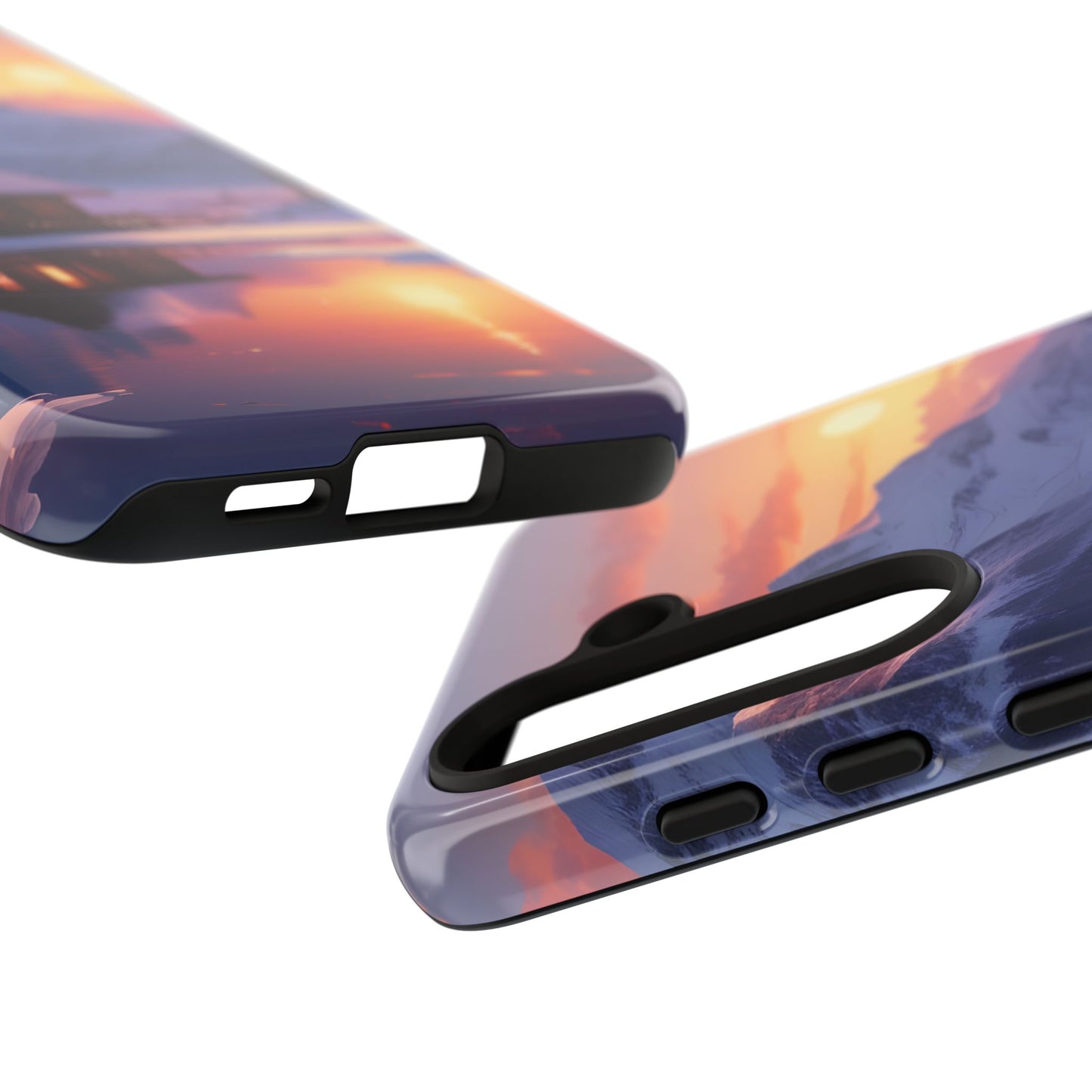 Carcasa para teléfono con diseño de cabaña en la montaña nevada, fundas resistentes para amantes de la naturaleza, cubierta de teléfono con paisaje pintoresco, regalo para excursionistas, accesorio para aventuras al aire libre.