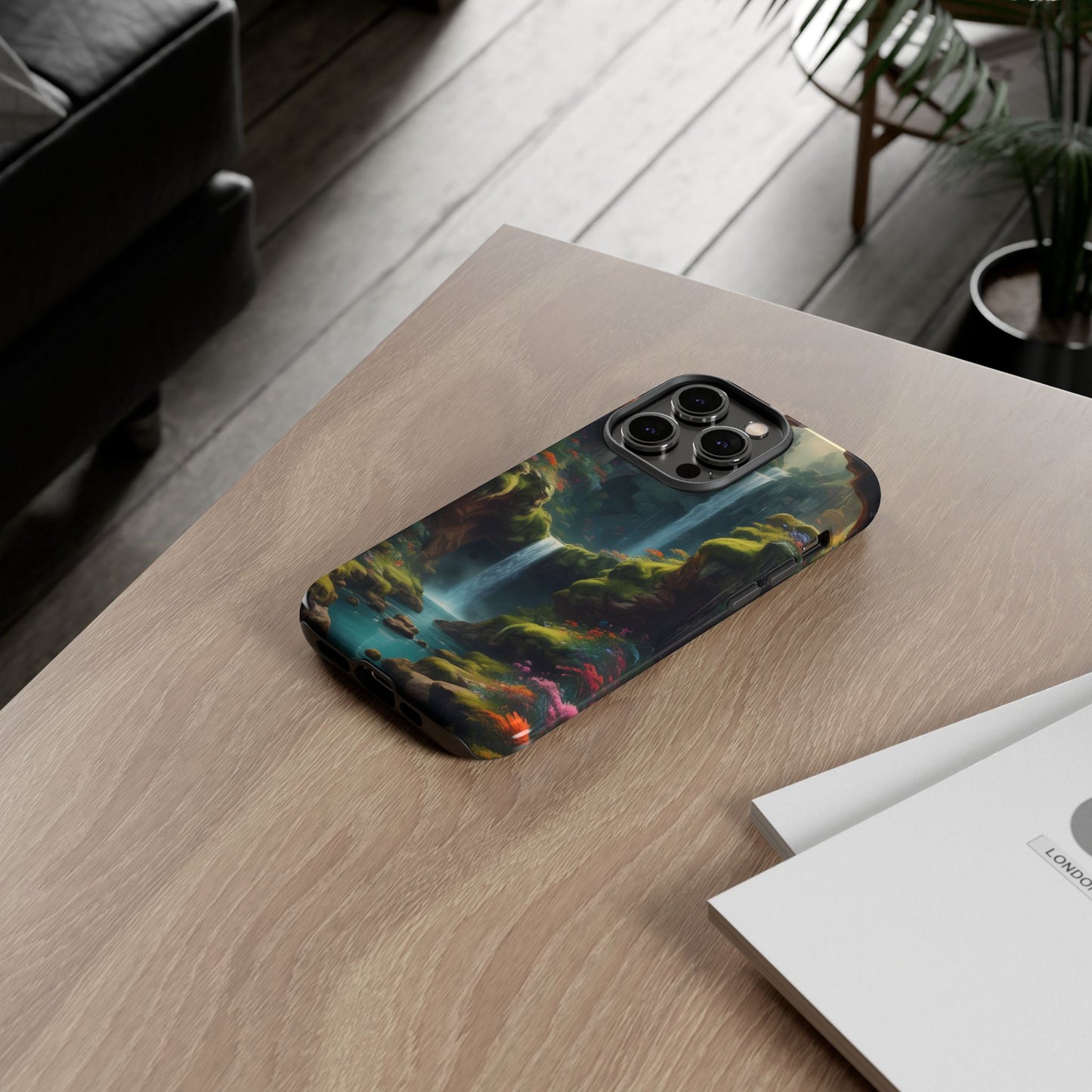 Funda de teléfono con diseño de cascada - Fundas resistentes, diseño de cascada, funda estética para teléfono, regalo para amantes de la naturaleza, protector de teléfono.