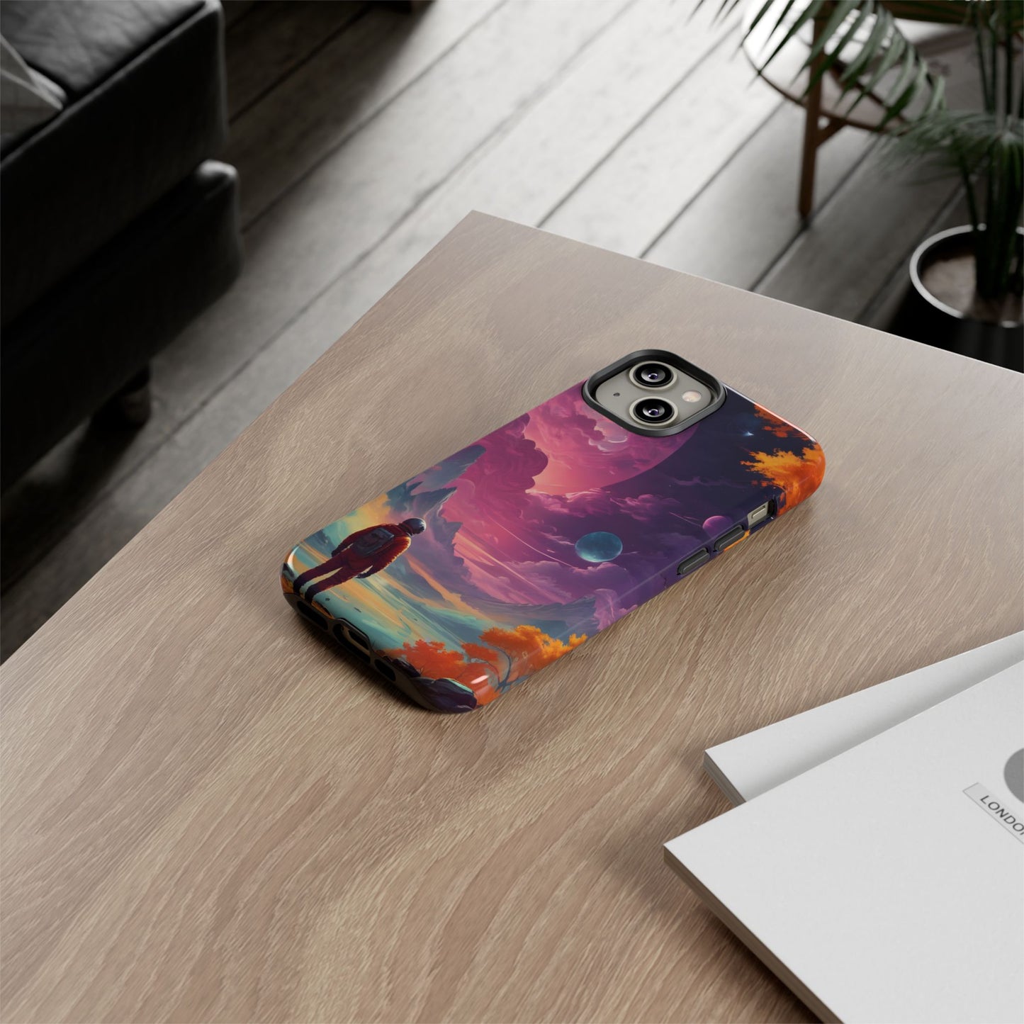 Carcasa para teléfono de astronauta psicodélico, tema espacial galaxia, fundas resistentes para hombres y mujeres, regalos únicos para amantes de la tecnología, accesorios elegantes, decoración cósmica.