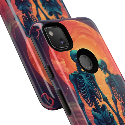 Romantic Skeletons Phone Case, Tough Phone Cover, Halloween Accessory, Unique Gift, Couples Phone Case, Spooky Aesthetic