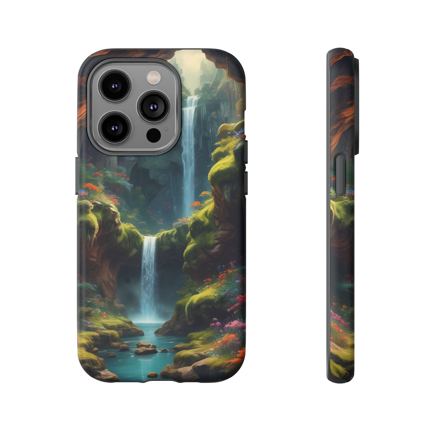 Funda de teléfono con diseño de cascada - Fundas resistentes, diseño de cascada, funda estética para teléfono, regalo para amantes de la naturaleza, protector de teléfono.