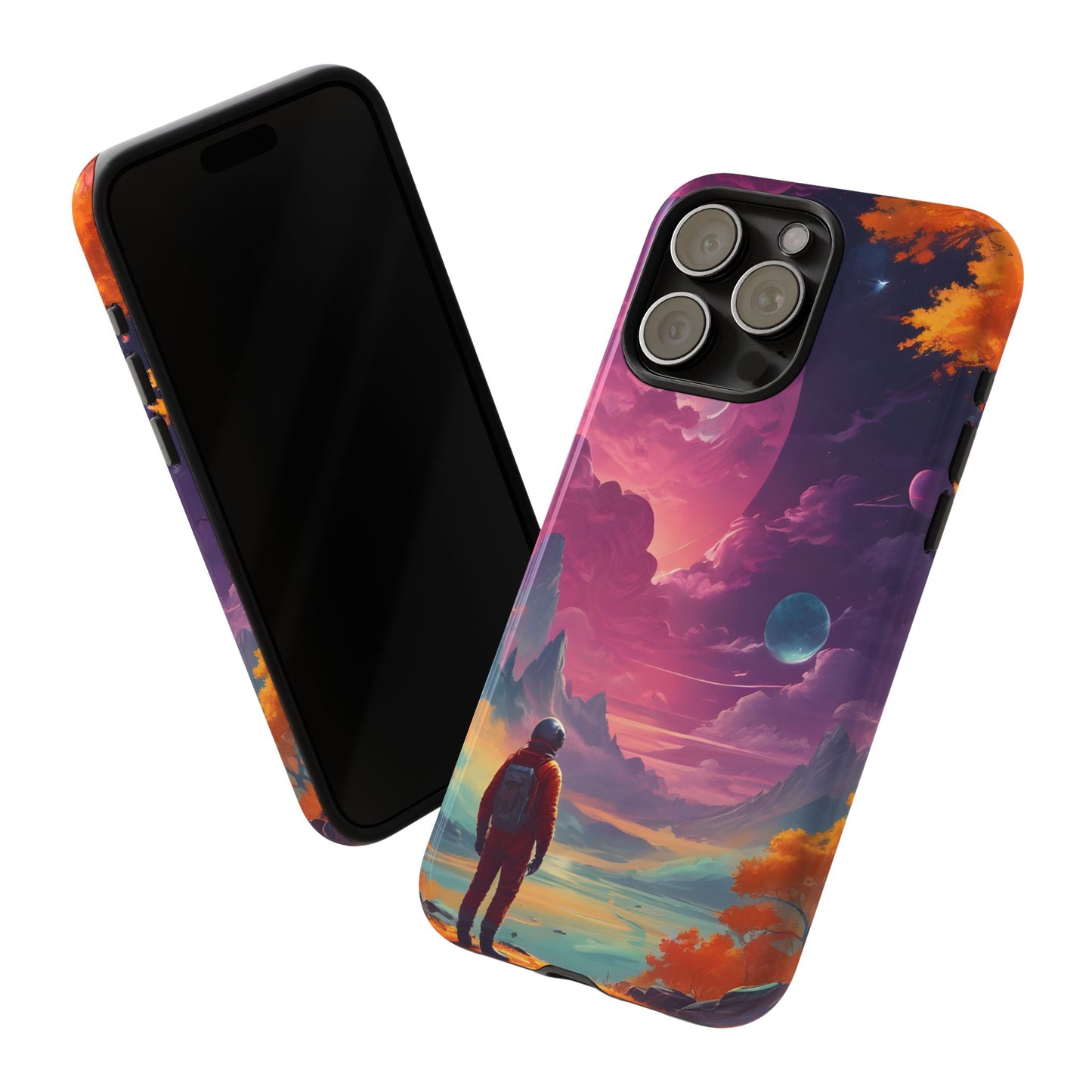Carcasa para teléfono de astronauta psicodélico, tema espacial galaxia, fundas resistentes para hombres y mujeres, regalos únicos para amantes de la tecnología, accesorios elegantes, decoración cósmica.