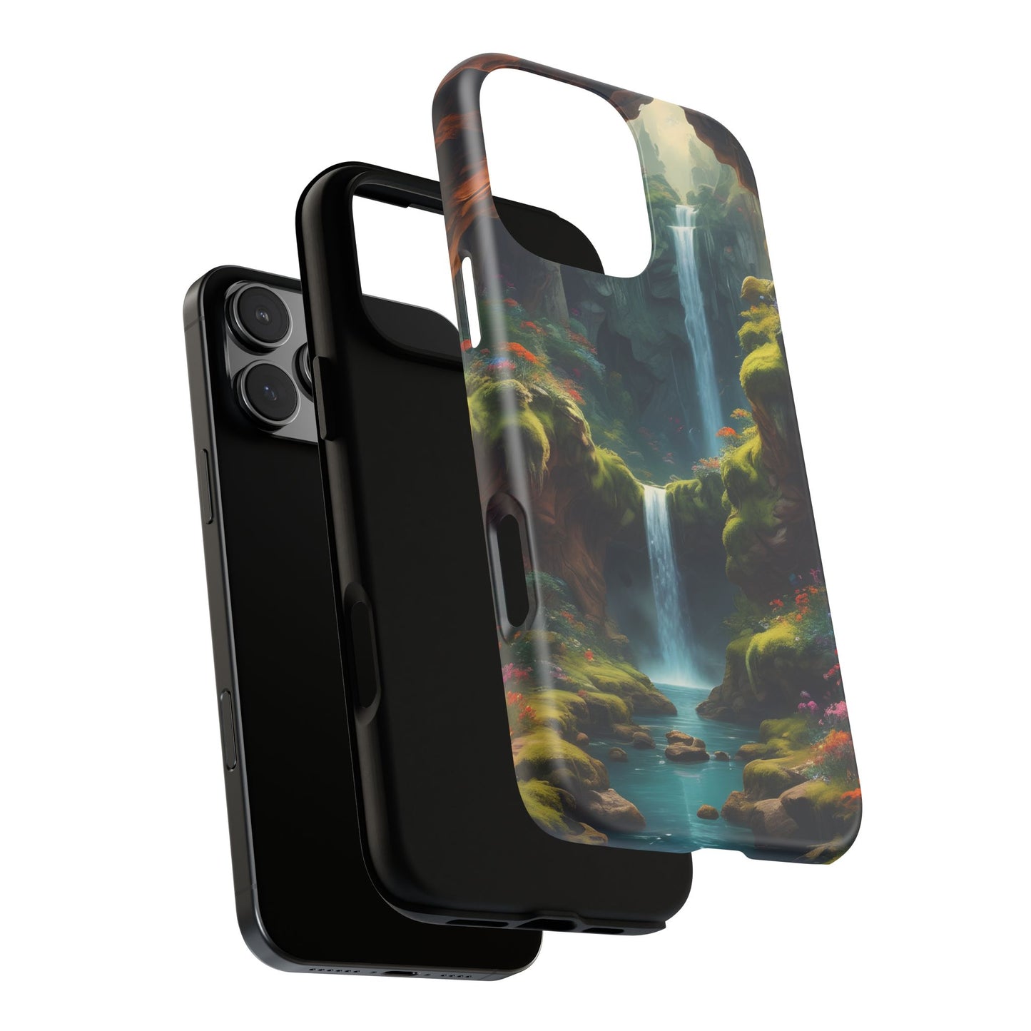 Funda de teléfono con diseño de cascada - Fundas resistentes, diseño de cascada, funda estética para teléfono, regalo para amantes de la naturaleza, protector de teléfono.