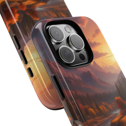 Autumn Mountain Sunset Phone Case, Nature Lover Gift, Tough Phone Cover, Outdoor Adventure Accessory, Landscape Art Case