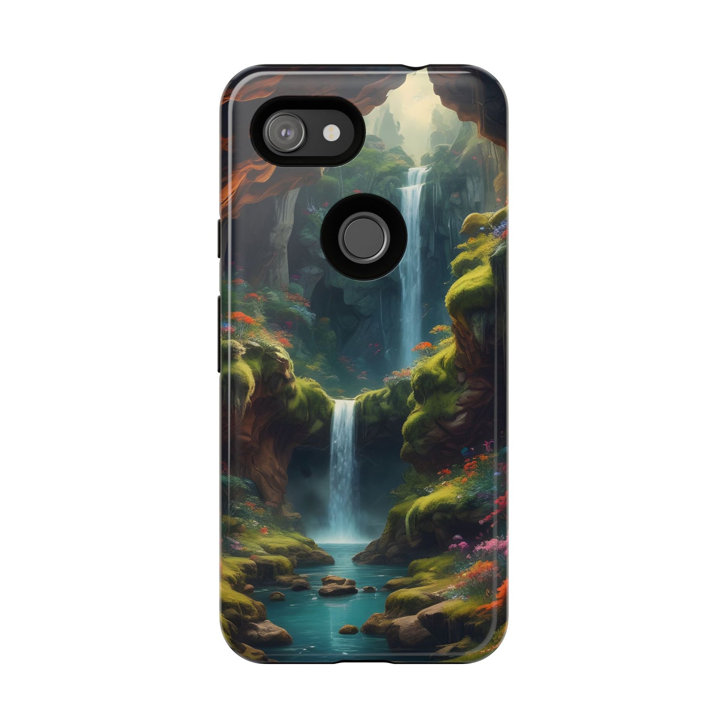 Funda de teléfono con diseño de cascada - Fundas resistentes, diseño de cascada, funda estética para teléfono, regalo para amantes de la naturaleza, protector de teléfono.
