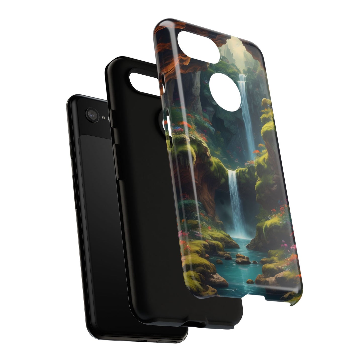 Funda de teléfono con diseño de cascada - Fundas resistentes, diseño de cascada, funda estética para teléfono, regalo para amantes de la naturaleza, protector de teléfono.